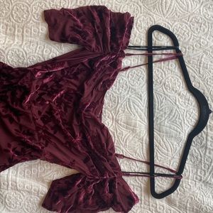 Cowl neck off the shoulder mini dress